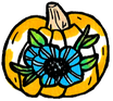 illustration of a pumpkin with a flower on it
